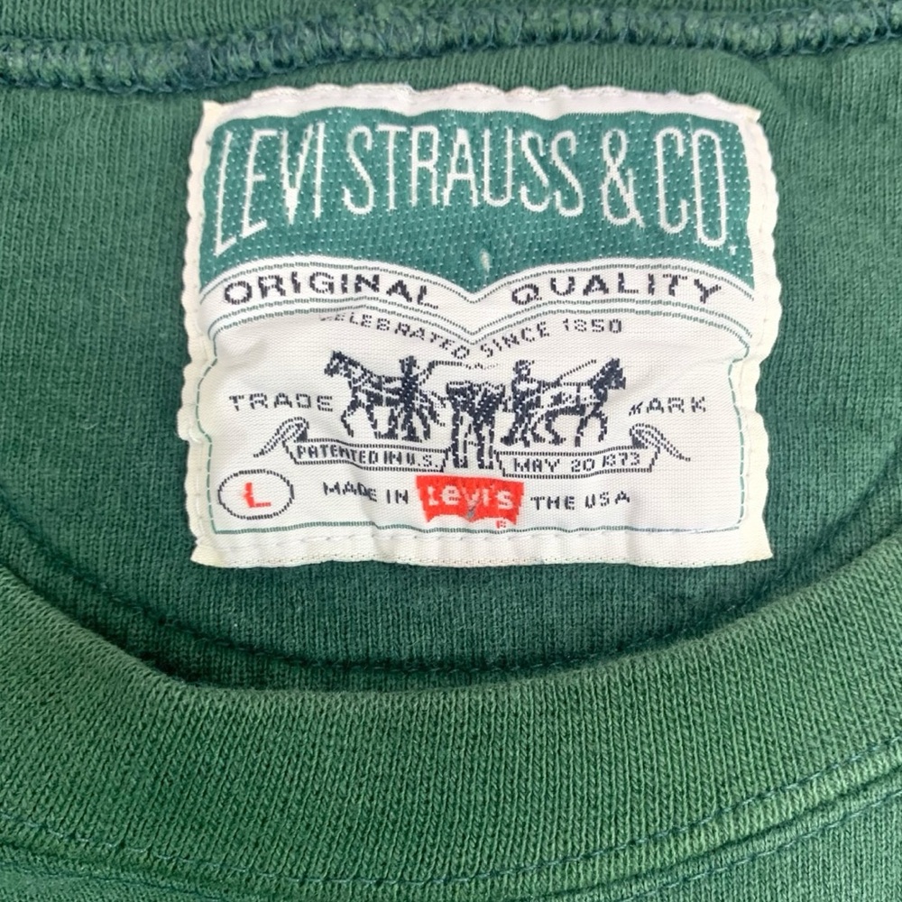 Levi Strauss & Co Crewneck Sweatshirt Mens L Green Embroidered Logo Vintage - Picture 6 of 10